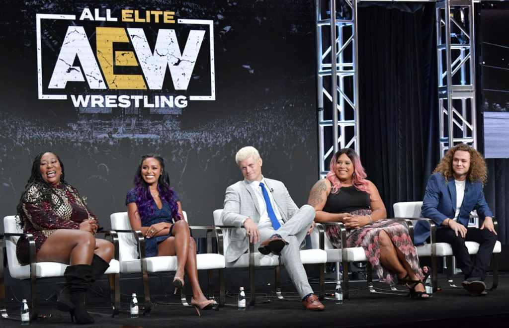 Awesome Kong, Brandi Rhodes, Cody, Nyla Rose et Jungle Boy présentent l'AEW à la TNT.